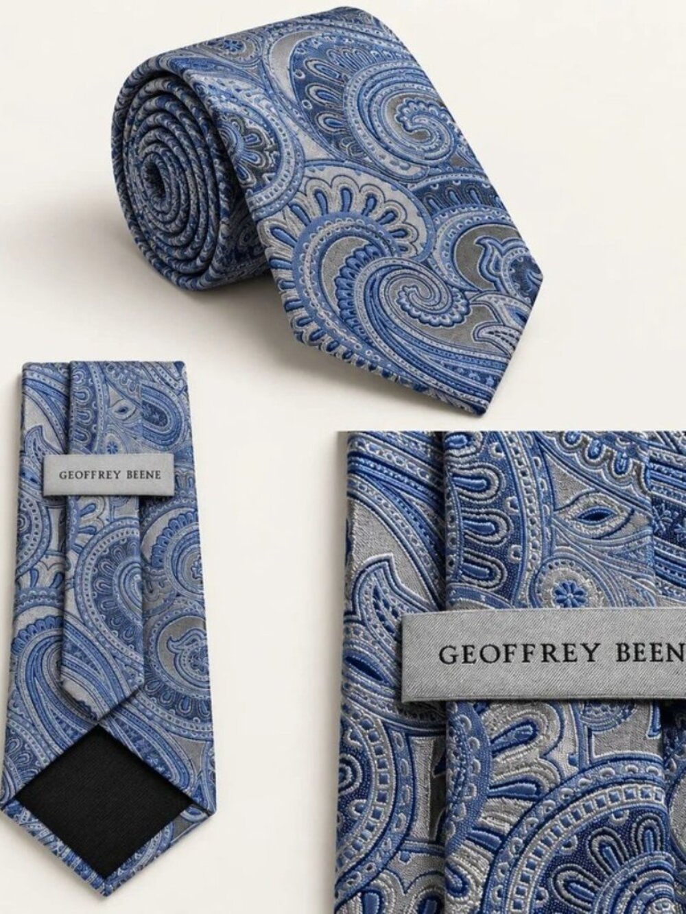 Geoffrey Beene Men's Blue Paisley Silk Necktie